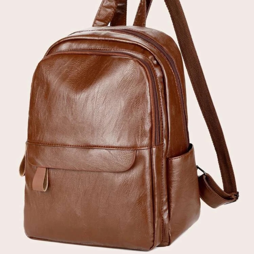 Faux leather backpack